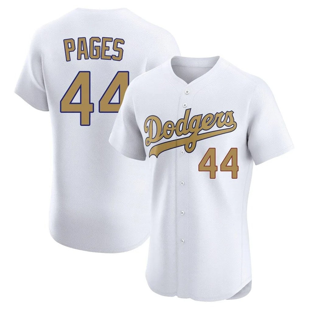 Los Angeles Dodgers #44 Andy Pages Player White Gold HOLBERT Limited Elite Home Stitched Jerseys