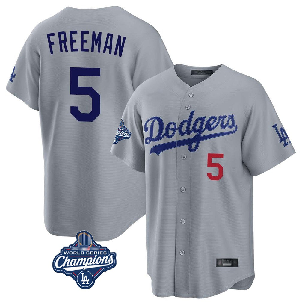 Los Angeles Dodgers #5 Freddie Freeman Player Gray HOLBERT World Series Meet Game Home Stitched Jerseys