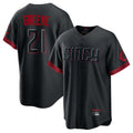 Cincinnati Reds #21 Hunter Greene Player Black HOLBERT City Connect Home Game Stitched Jerseys