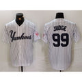 New York Yankees #99 Aaron Judge White HOLBERT Pinstripe Fashion Cool Base Jersey 3