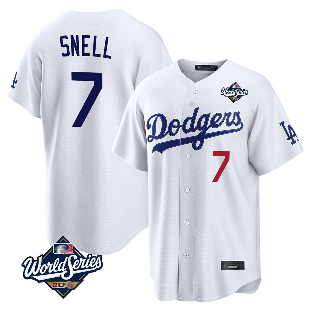 Los Angeles Dodgers #7 Blake Snell Player White HOLBERT Game World Series Home Stitched Jerseys