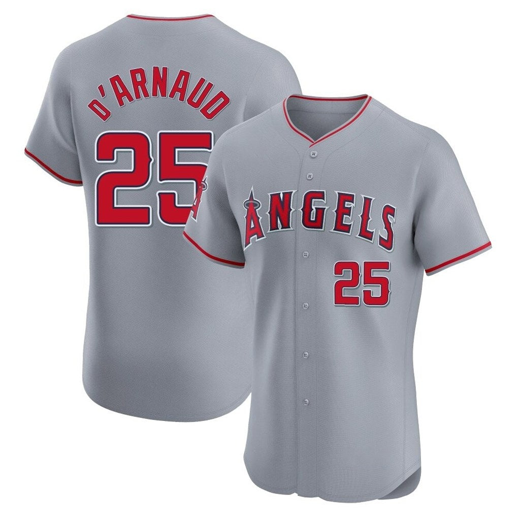 Los Angeles Angels #25 Travis d'Arnaud Player Gray HOLBERT Home Limited Elite Stitched Jerseys