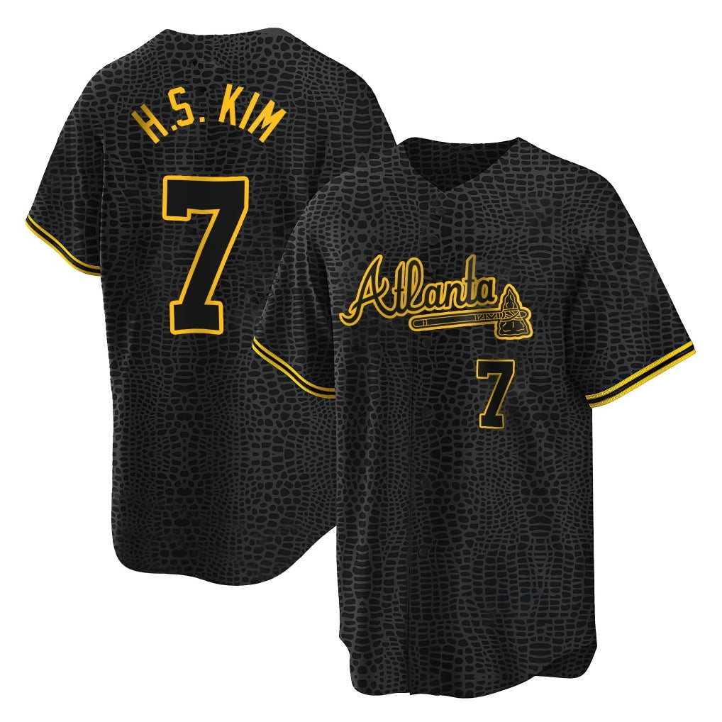 Atlanta Braves #7 Ha-Seong Kim Player Black HOLBERT Snake Skin City Home Game Stitched Jerseys