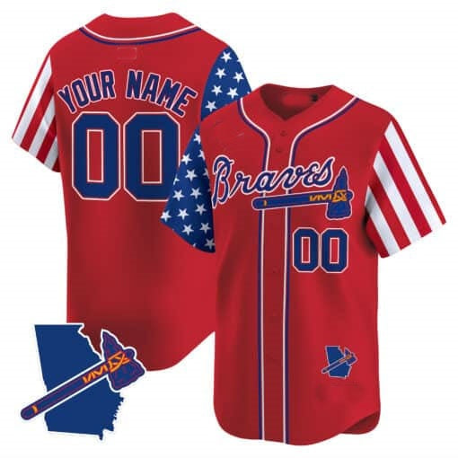 Custom Atlanta Braves 2024 Independence Day Vapor Premier Limited Jersey V2 ¨C Red HOLBERT