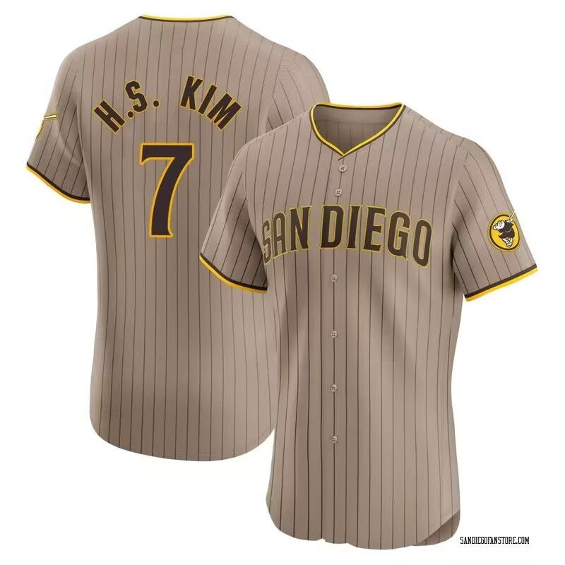 San Diego Padres #7 Ha Seong Kim White HOLBERT Stitched Cool Base Brown Jersey