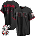 Cincinnati Reds #44 Elly De La Cruz Black HOLBERT City Connect With Patch Limited Stitched Jersey