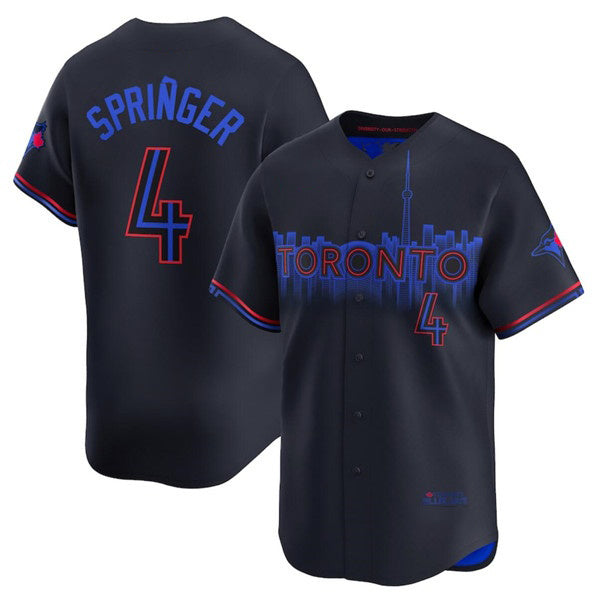 Toronto Blue Jays #4 George Springer Black HOLBERT 2024 City Connect Limited Stitched Jersey