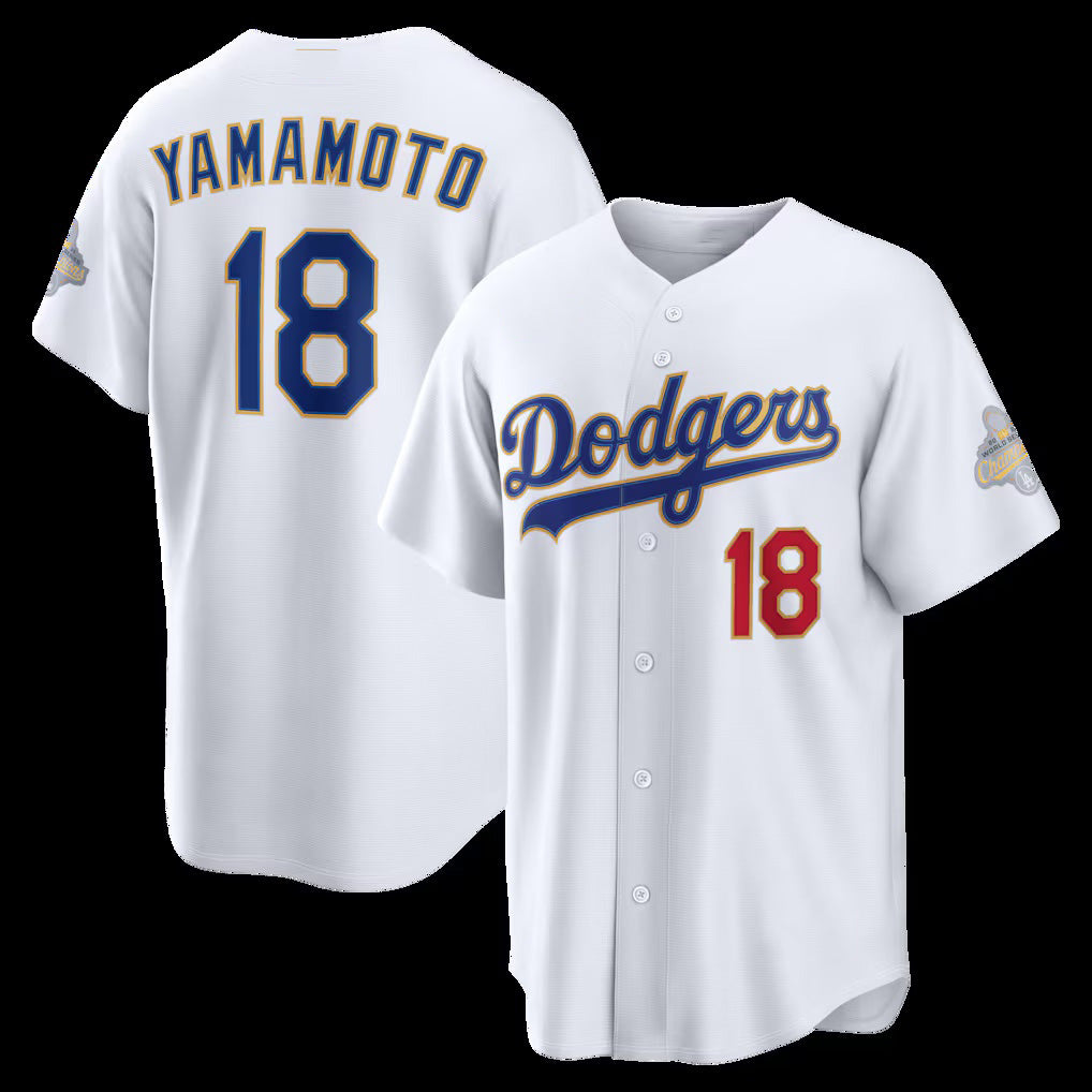 Los Angeles Dodgers #18 Yoshinobu Yamamoto White HOLBERT 2026 Gold Collection Stadium Jersey