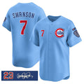 Chicago Cubs #7 Dansby Swanson Blue HOLBERT 'Ryne Sandberg Tribute' Vapor Limited V3 Stitched Jersey