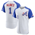 Atlanta Braves #1 Ozzie Albies White HOLBERT 2023 City Connect Flex Base Stitched Jersey