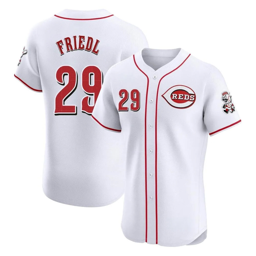 Cincinnati Reds #29 TJ Friedl Player White HOLBERT Limited Elite Home Stitched Jerseys