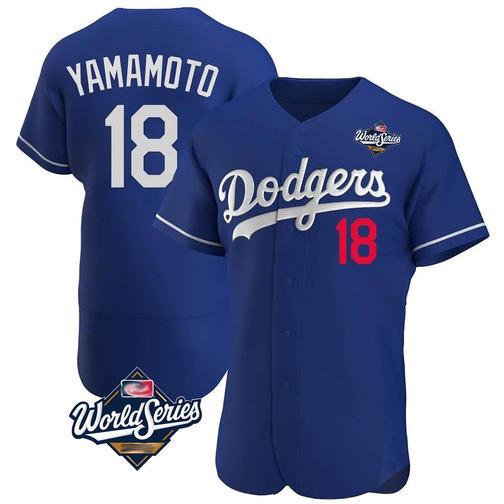 Los Angeles Dodgers #18 Yoshinobu Yamamoto Player Royal HOLBERT World Series Limited Elite Home Stitched Jerseys