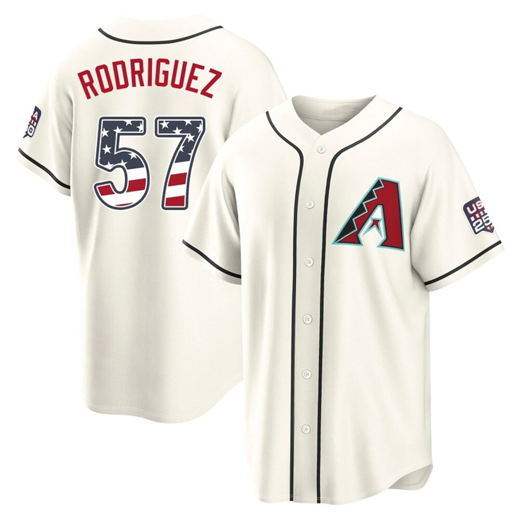 Arizona Diamondbacks #57 Eduardo Rodriguez Player Cream HOLBERT USA 250 Fourth of July Home Game Stitched Jerseys