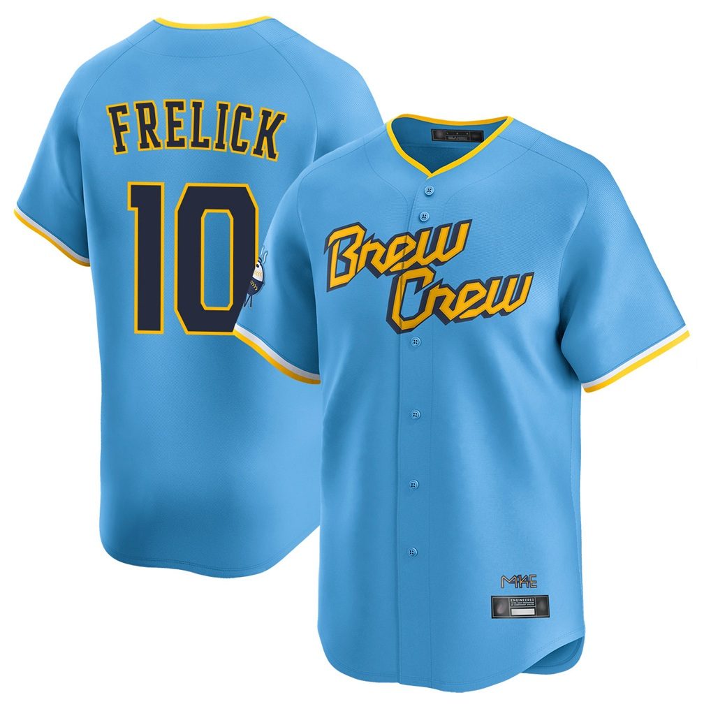 Milwaukee Brewers #10 Sal Frelick Player Light Blue HOLBERT City Connect Home Limited Stitched Jerseys
