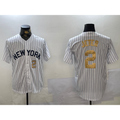 New York Yankees #2 Derek Jeter White HOLBERT Pinstripe Fashion Cool Base Jerseys