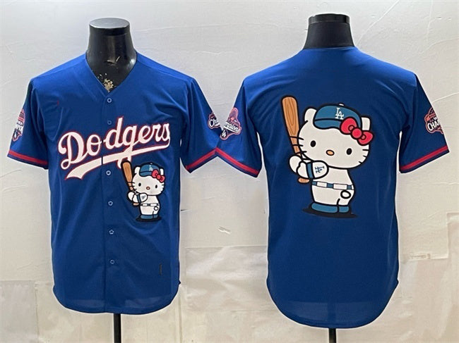 Los Angeles Dodgers Team Big Logo Royal HOLBERT Hello Kitty Night 2025 World Series Champions Patch Stitched Jersey
