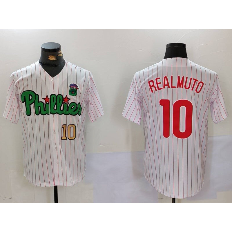 Philadelphia Phillies #10 J.T. Realmuto White Green HOLBERT Cool Base Stitched Jerseys
