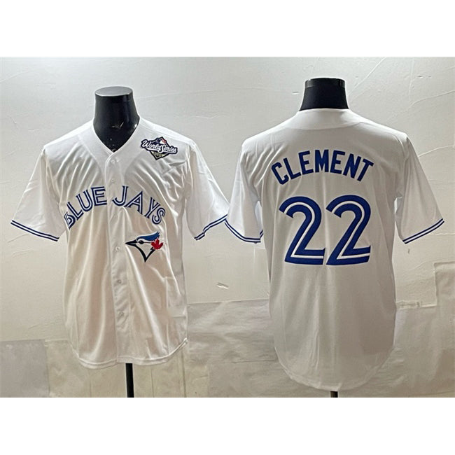 Toronto Blue Jays #22 Ernie Clement White HOLBERT 2025 World Series Home Cool Base Stitched Jersey