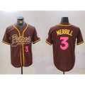 San Diego Padres #3 Jackson Merrill Brown HOLBERT Cool Base Stitched Jersey 2