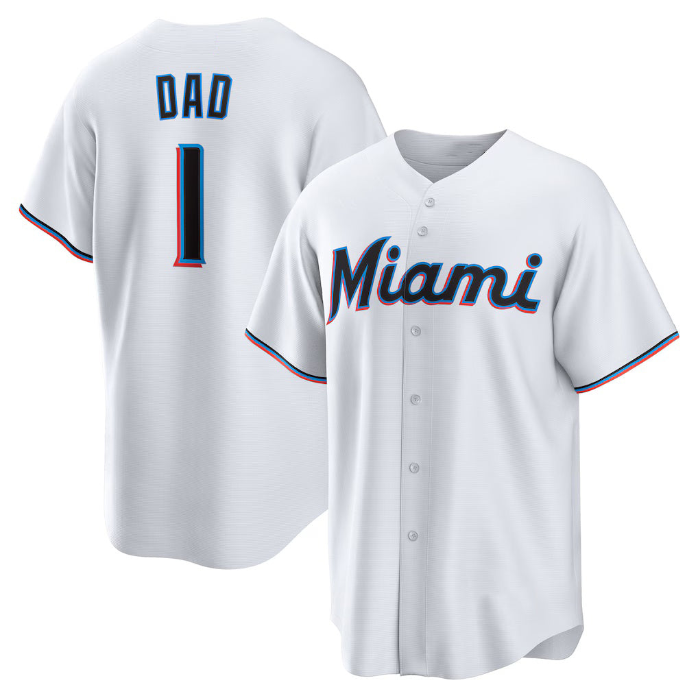 Miami Marlins #1 Dad White HOLBERT Home Replica Jersey