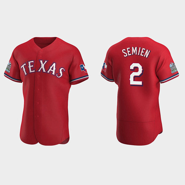 Texas Rangers #2 Marcus Semien Red HOLBERT Flex Base Stitched Jersey