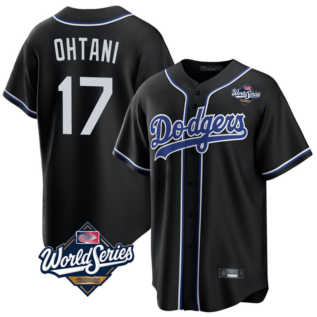 Los Angeles Dodgers #17 Shohei Ohtani Player Black HOLBERT World Series Carbon Limited Home Stitched Jerseys