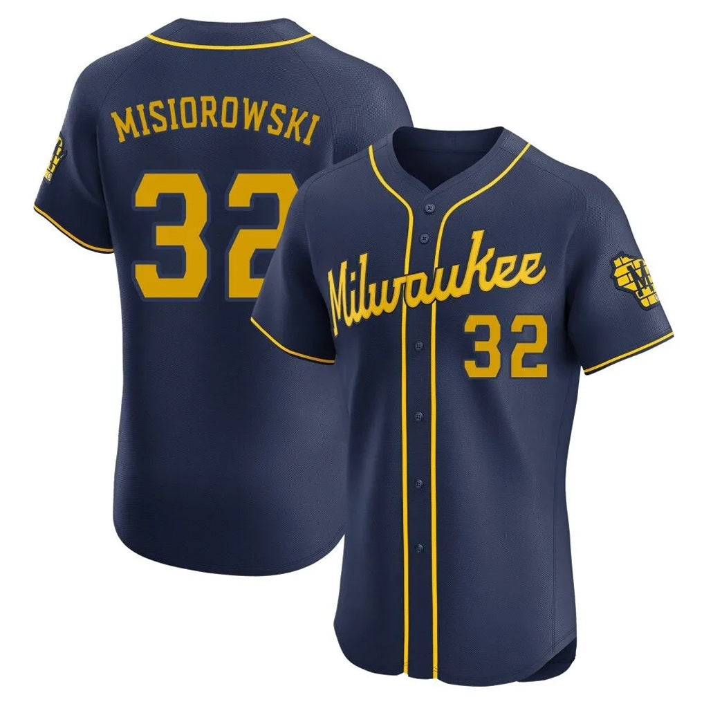 Milwaukee Brewers #32 Jacob Misiorowski Player Navy HOLBERT Home Limited Elite Stitched Jerseys