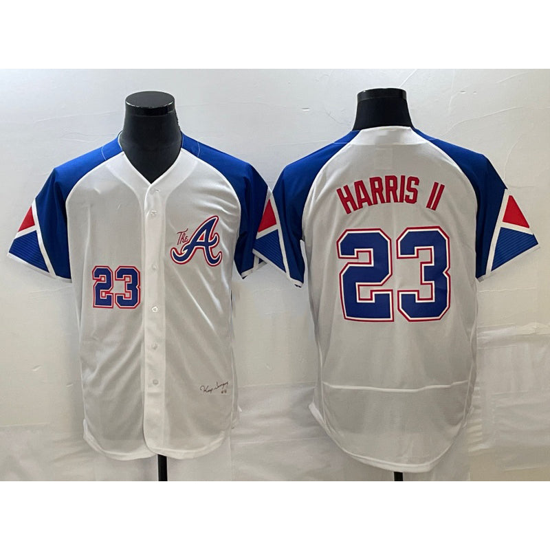 Atlanta Braves #23 Michael Harris II Number White HOLBERT 2023 City Connect Flex Base Stitched Jersey 2