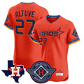 Houston Astros #27 Jose Altuve Player Orange HOLBERT City Connect Texas Patch Vapor Premier Limited Elite Home Stitched Jerseys