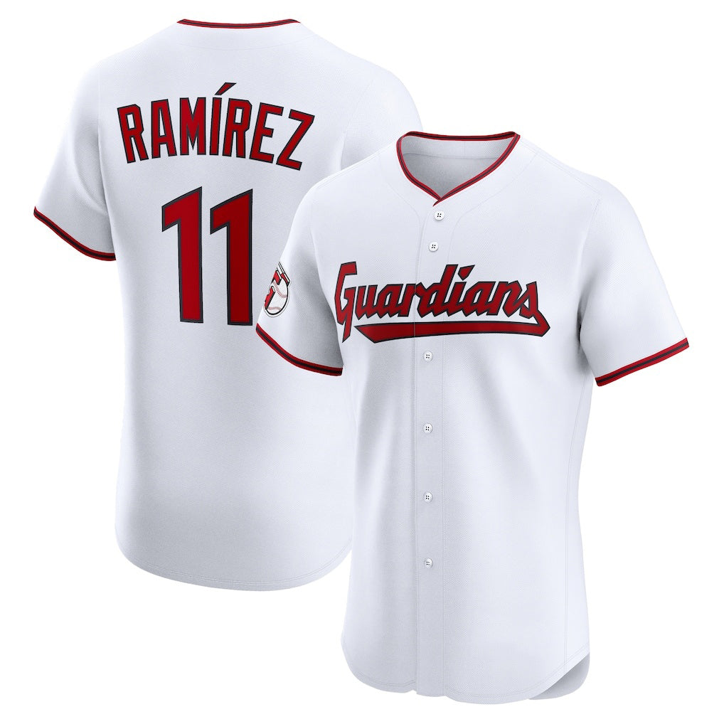 Cleveland Guardians #11 Jos¨¦ Ram¨ªrez White HOLBERT Home Elite Jersey