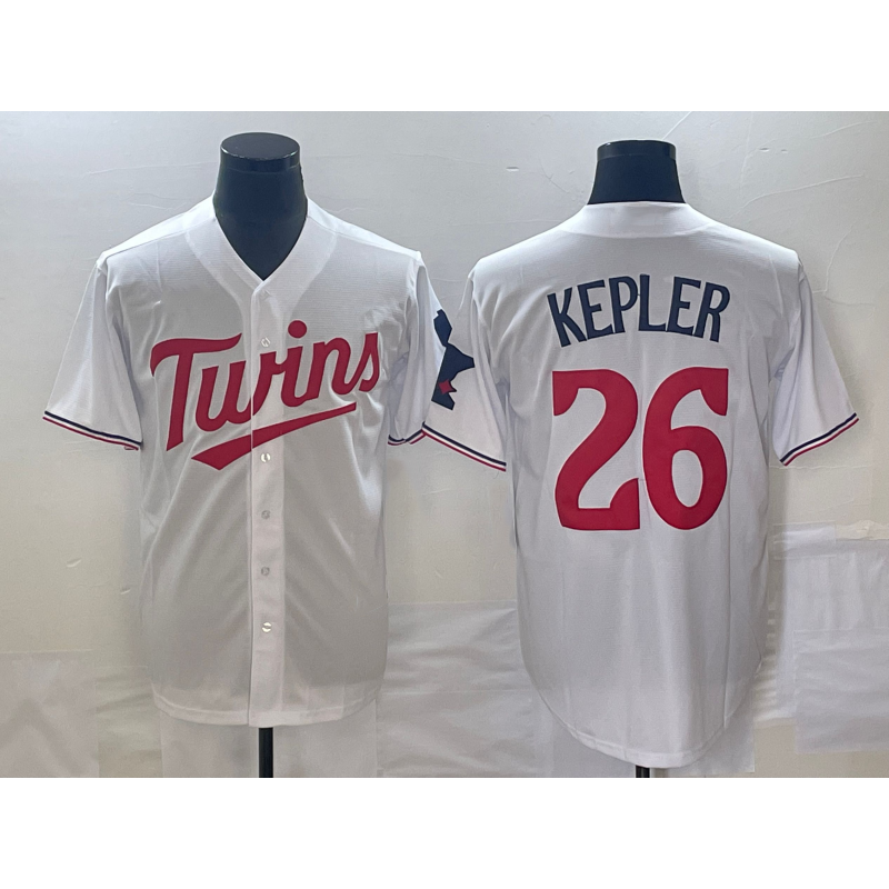 Minnesota Twins #26 Max Kepler White Red HOLBERT Stitched Cool Base Jersey