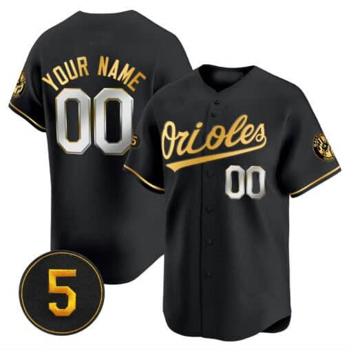 Custom Baltimore Orioles Robinson Patch Vapor Premier Limited Jersey ¨C All Stitched-Black Gold HOLBERT