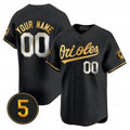 Custom Baltimore Orioles Robinson Patch Vapor Premier Limited Jersey ¨C All Stitched-Black Gold HOLBERT