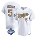 Los Angeles Dodgers #5 Freddie Freeman Player White HOLBERT Gold World Series Meet Collection Limited Home Stitched Jerseys