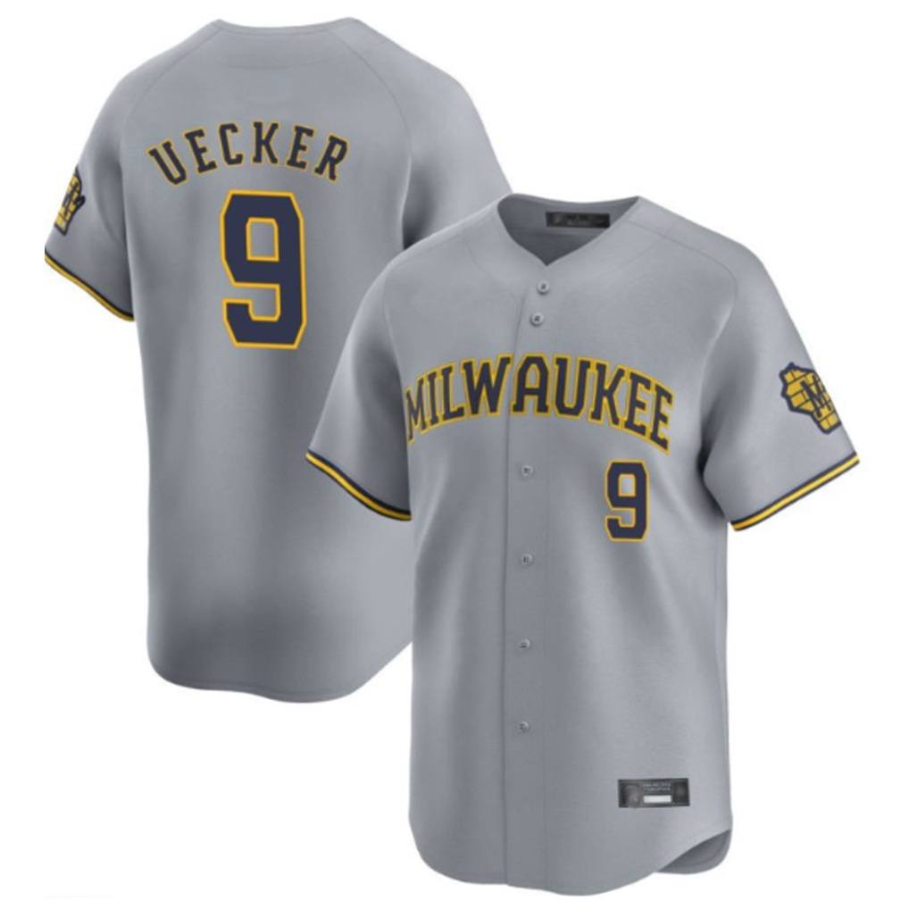 Milwaukee Brewers #9 Bob Uecker Player Gray HOLBERT Home Limited Stitched Jerseys