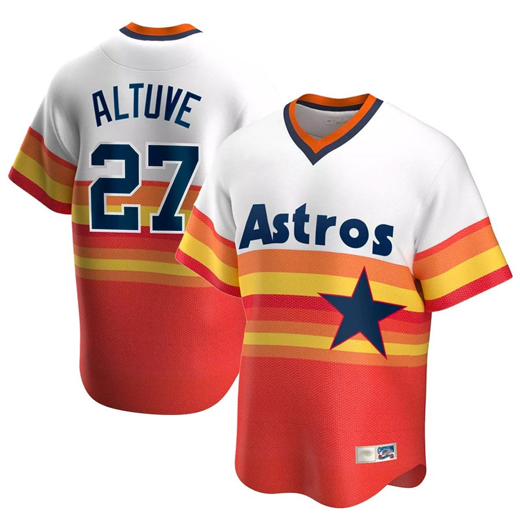 Houston Astros #27 Jose Altuve Player Rainbow Cooperstown Collection HOLBERT T-shirt Stitched Jerseys
