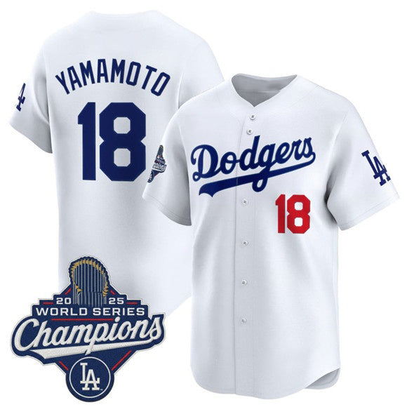 Los Angeles Dodgers #18 Yoshinobu Yamamoto White HOLBERT 2025 Champions Stitched Jersey