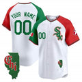 Custom Chicago White Sox Mexico Vapor Premier Limited Jersey ¨C Illinois Patch ¨C All Stitched-White HOLBERT
