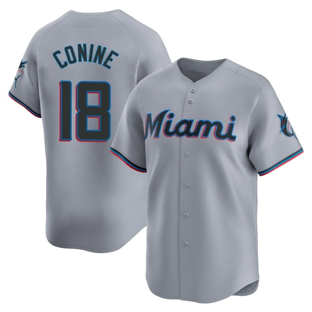 Miami Marlins #18 Griffin Conine Player Gray HOLBERT Home Limited Stitched Jerseys