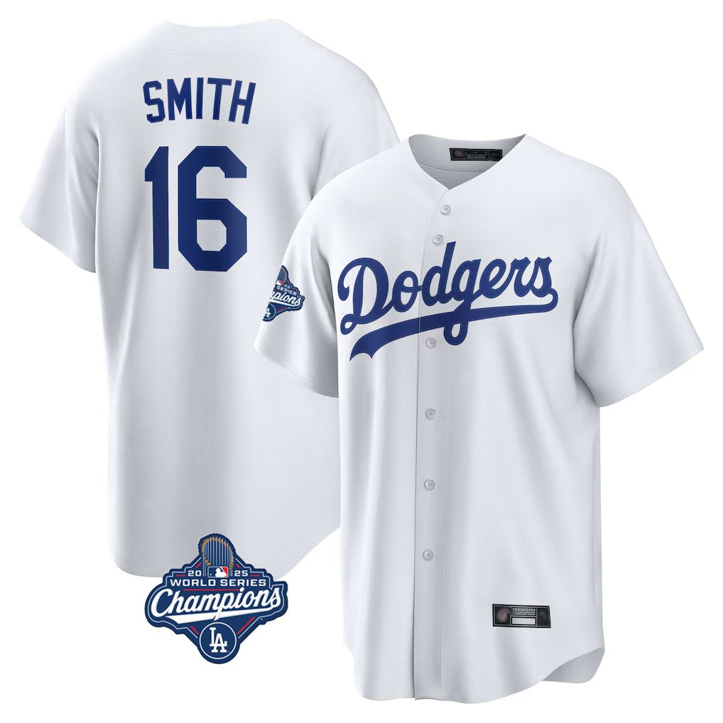 Los Angeles Dodgers #16 Will Smith Player White HOLBERT World Series Meet Game Home Stitched Jerseys