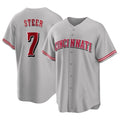 Cincinnati Reds #7 Spencer Steer Player Gray HOLBERT Home Game Stitched Jerseys