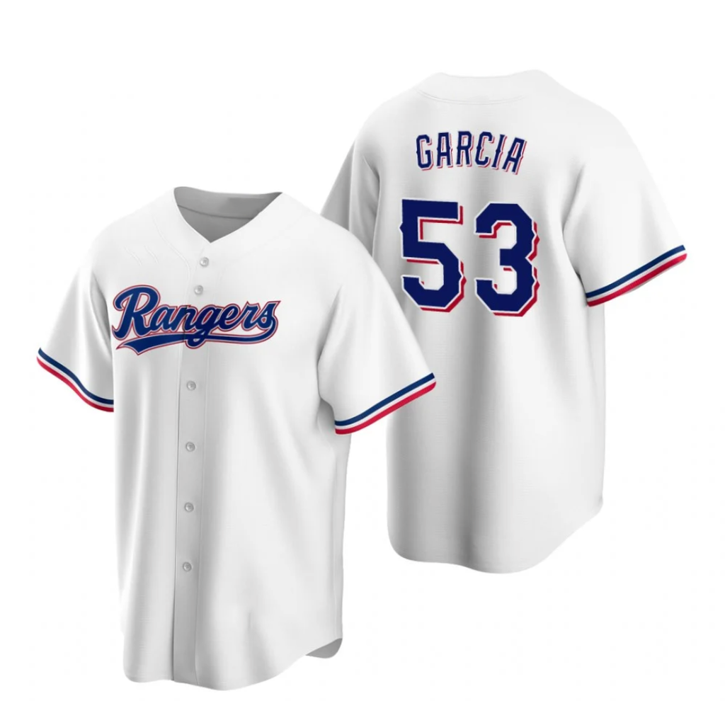 Texas Rangers #53 Adolis Garcia White HOLBERT Cool Base Stitched Jersey