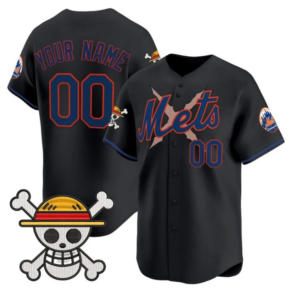 Custom New York Mets x One Piece Black HOLBERT Vapor Premier Limited Jersey - Stitched