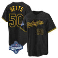 Los Angeles Dodgers #50 Mookie Betts Player Black Gold HOLBERT World Series Meet Limited Home Stitched Jerseys