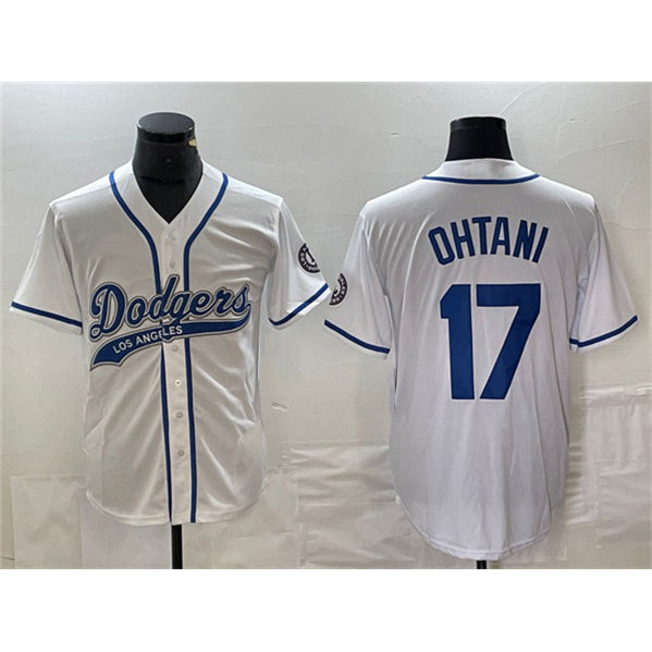 Los Angeles Dodgers #17 Shohei Ohtani White HOLBERT Cool Base With Patch Stitched Jersey