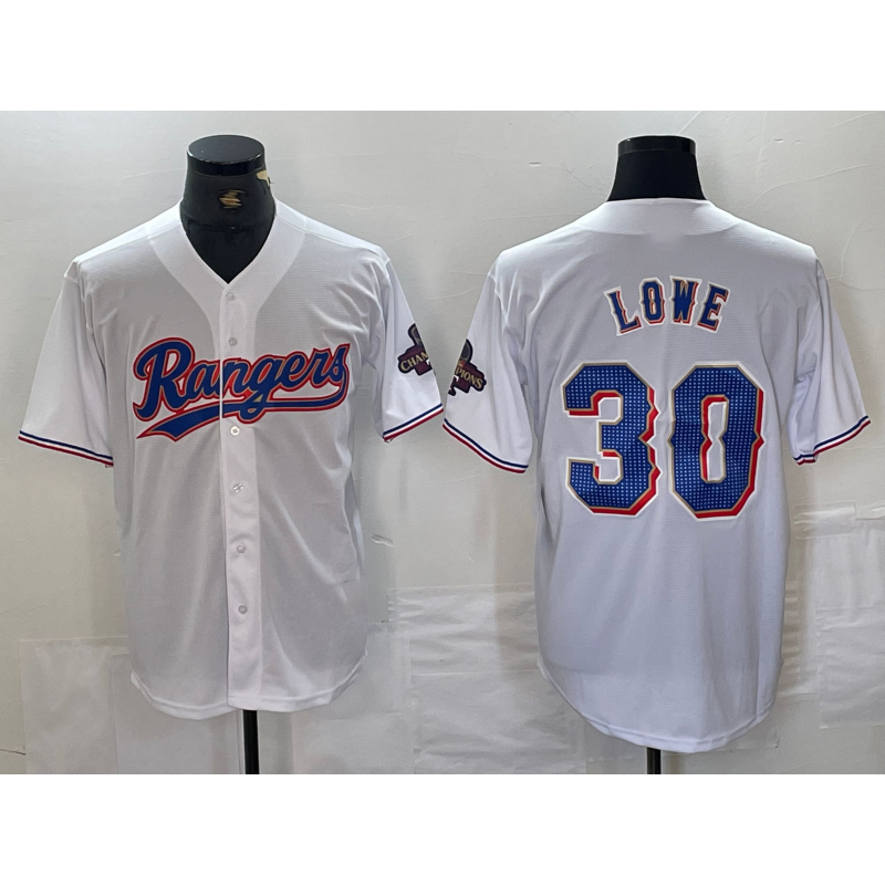 Texas Rangers #30 Nathaniel Lowe White HOLBERT 2024 Gold Collection Limited Cool Base Jersey