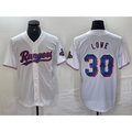 Texas Rangers #30 Nathaniel Lowe White HOLBERT 2024 Gold Collection Limited Cool Base Jersey