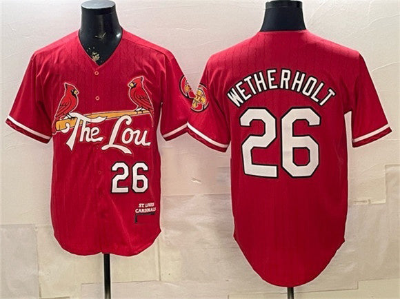 St. Louis Cardinals #26 JJ Wetherholt Red HOLBERT 2024 City Connect Stitched Jersey
