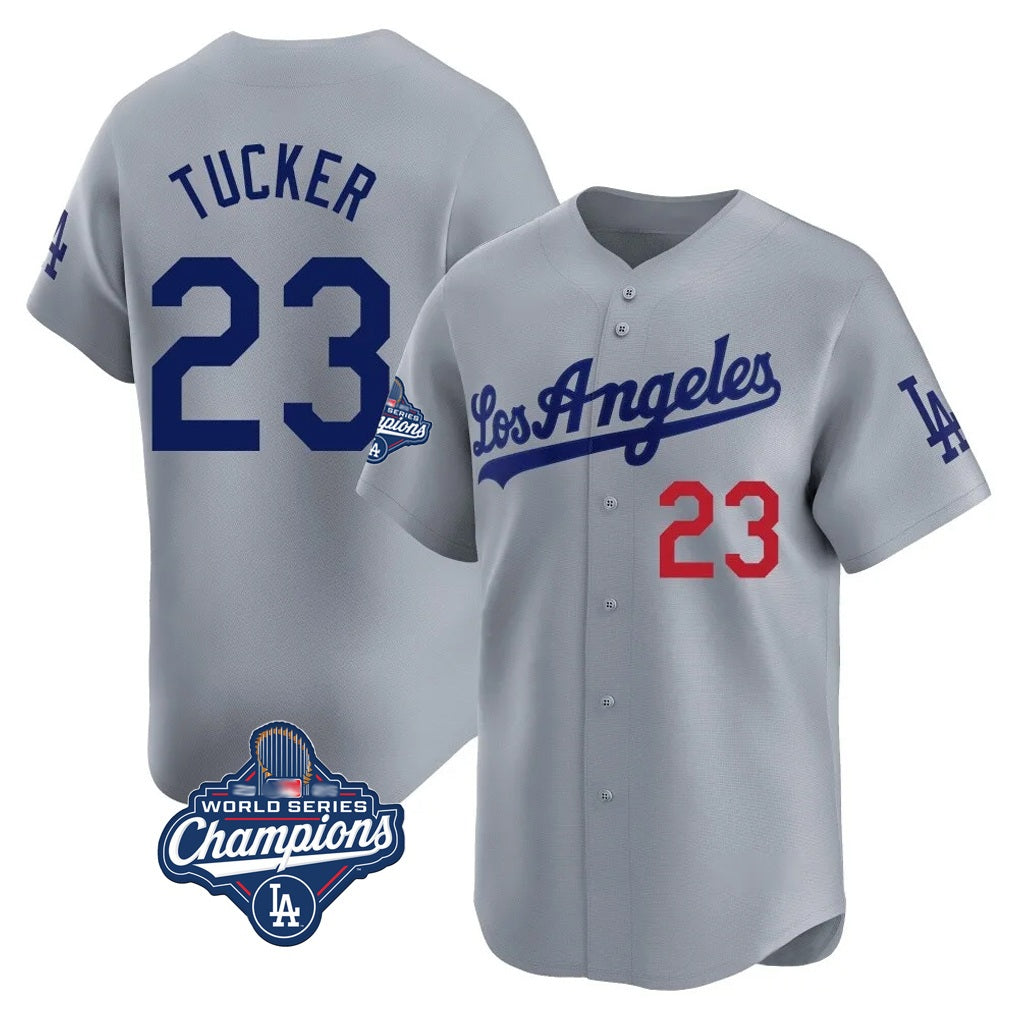 Los Angeles Dodgers #23 Kyle Tucker Player Gray HOLBERT World Series Meet Limited Home Stitched Jerseys