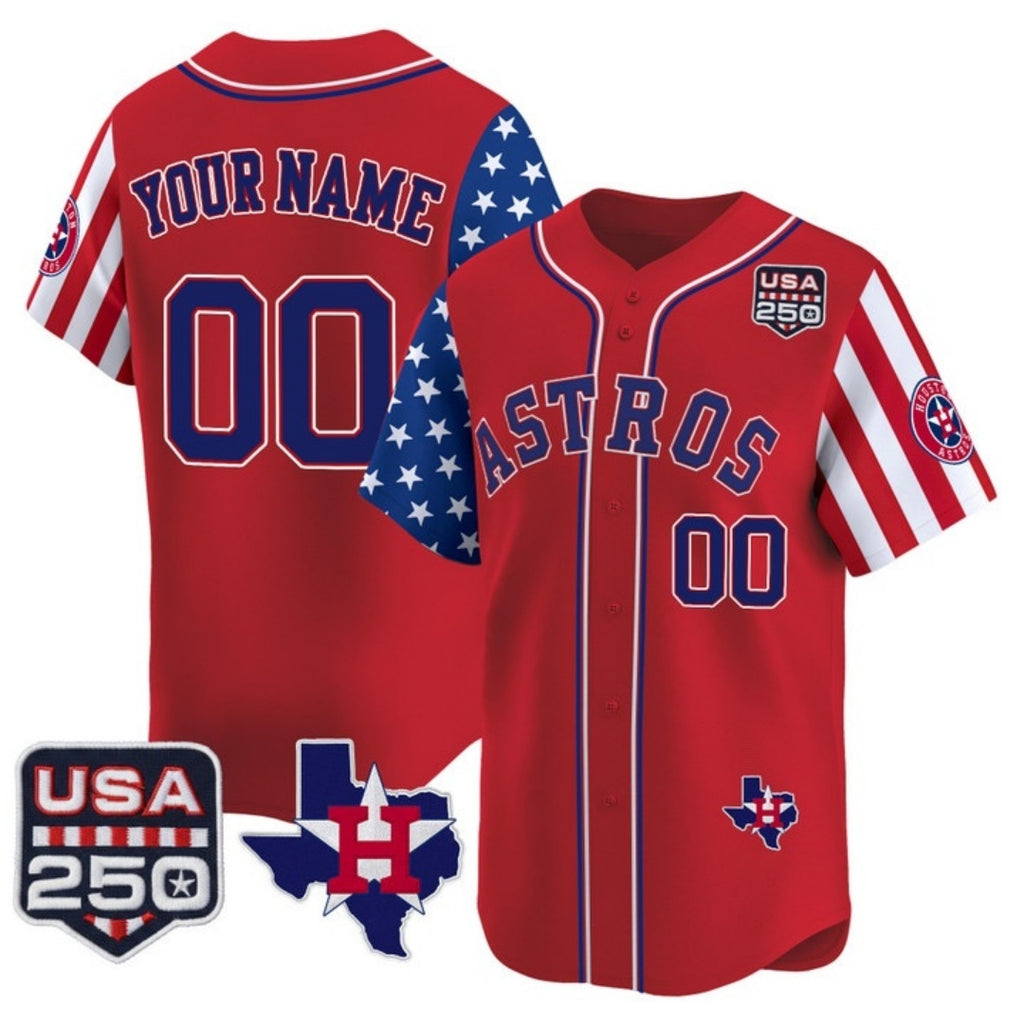 Custom Houston Astros America 250 Edition Vapor Premier Limited Red HOLBERT Stitched Jerseys